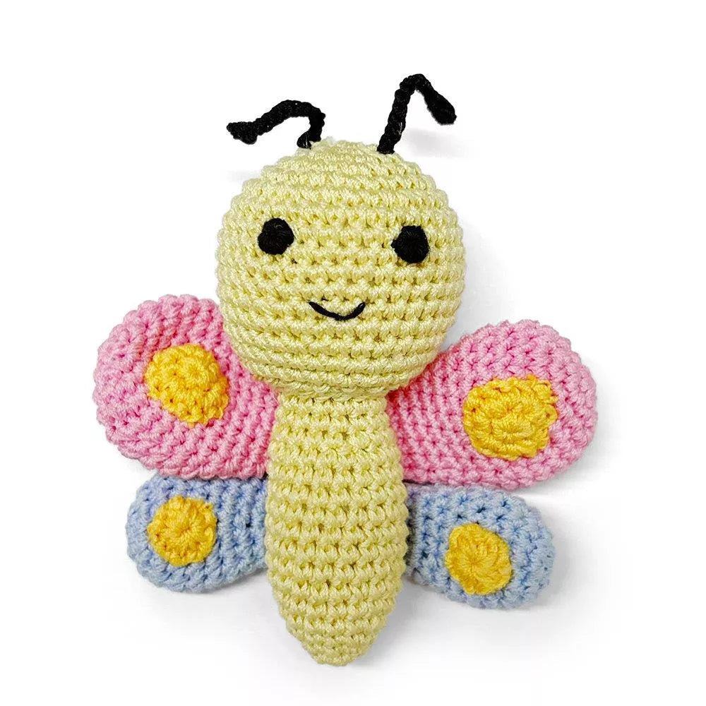 Handmade Crochet Butterfly Squeaky Cotton Dog Chew Toy