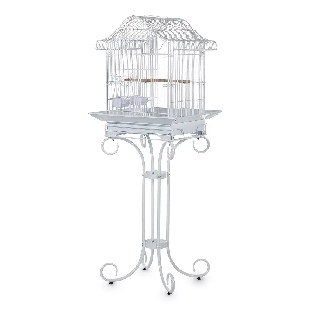 Wrought Iron Rolling Aviary Birdcage With Removable Cleaning Tray