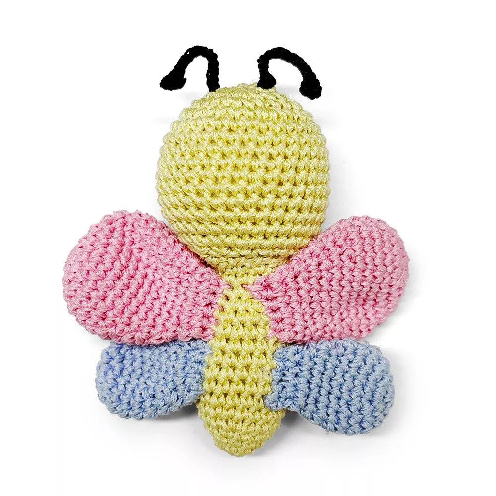 Handmade Crochet Butterfly Squeaky Cotton Dog Chew Toy