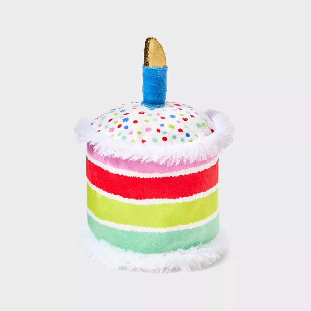 Birthday Cake Shaped Plush Dog Fetch Toy