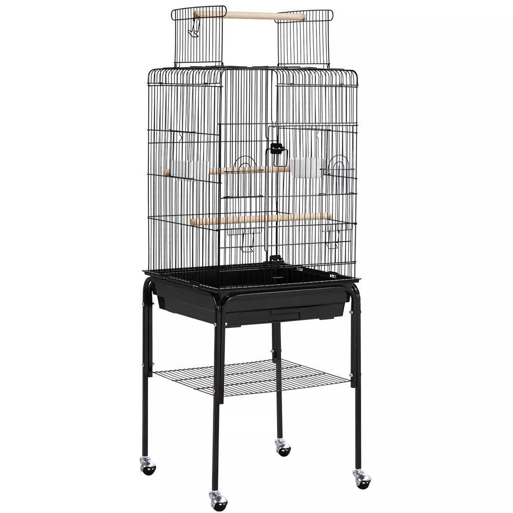 Rolling Tall Open-Top Activity Birdcage