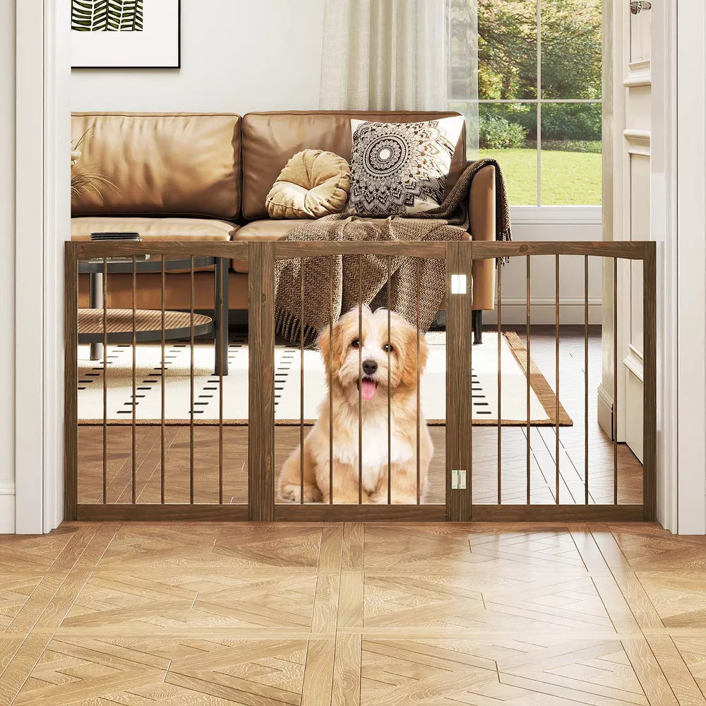 3-Panel 180° Rotatable Freestanding Wooden Pet Fence