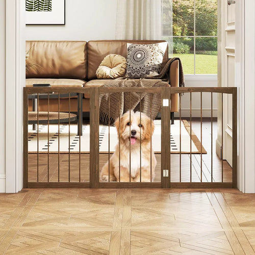 3-Panel 180° Rotatable Freestanding Wooden Pet Fence