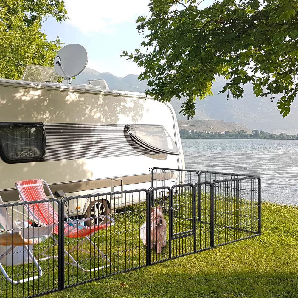 8-Panel 360° Adjustable Metal Indoor & Outdoor Pet Playpen