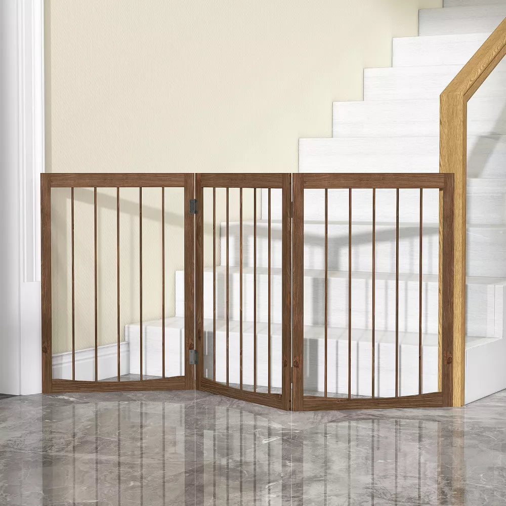 3-Panel 180° Rotatable Freestanding Wooden Pet Fence