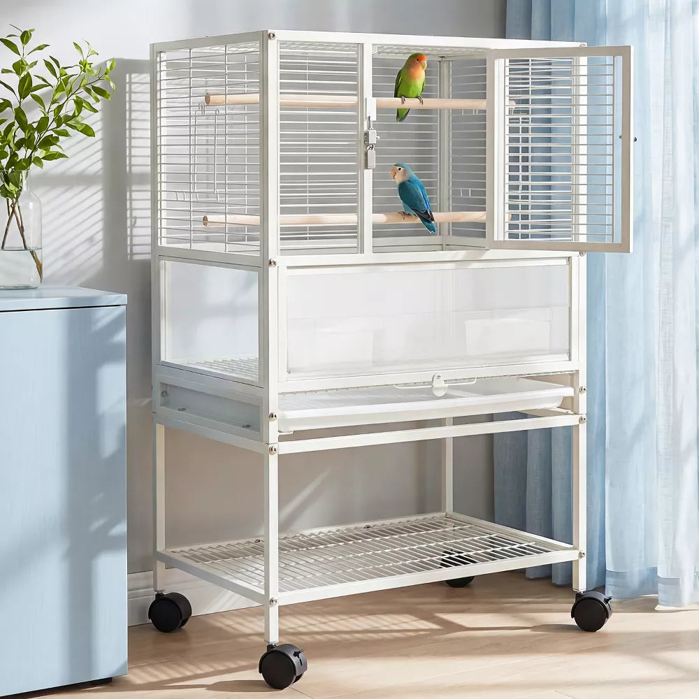 Rolling Large Parrot Birdcage With Detachable Cleaning Tray