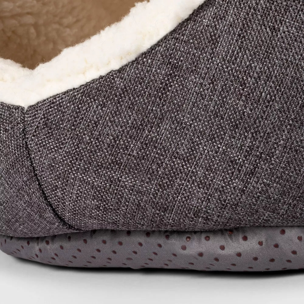 Gray Orthopedic Enclosed Cave Pet Bed For Small Dogs & Cats