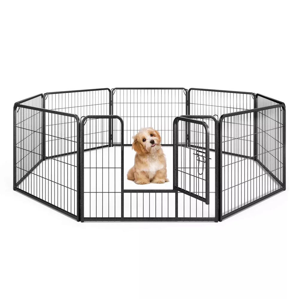 8-Panel 360° Adjustable Metal Indoor & Outdoor Pet Playpen