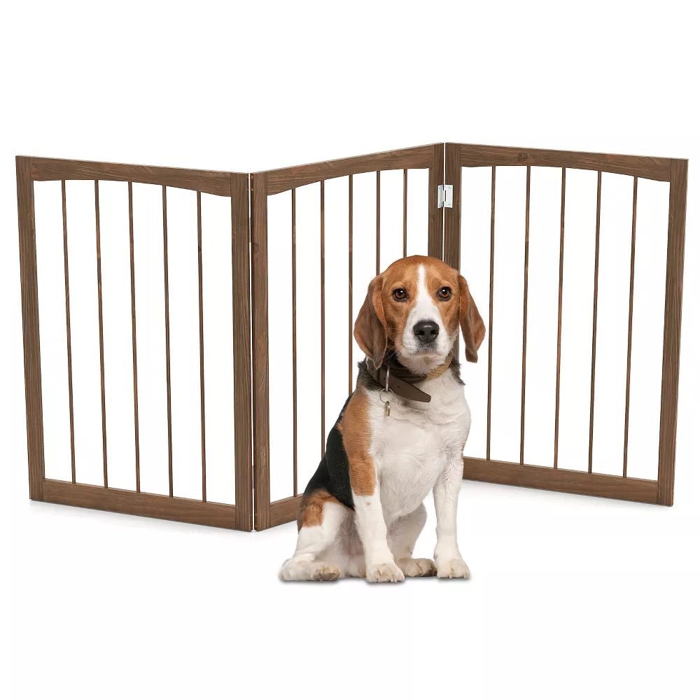 3-Panel 180° Rotatable Freestanding Wooden Pet Fence