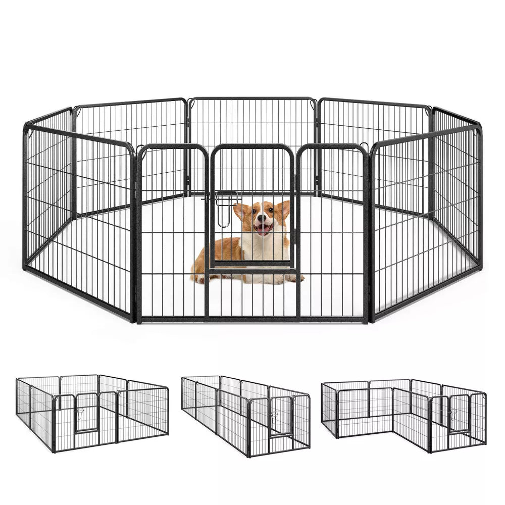 8-Panel 360° Adjustable Metal Indoor & Outdoor Pet Playpen