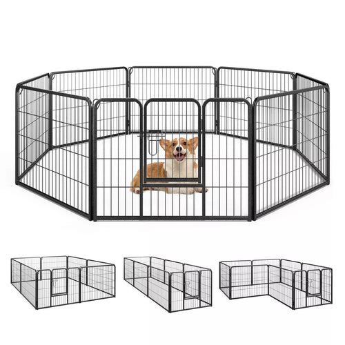 8-Panel 360° Adjustable Metal Indoor & Outdoor Pet Playpen