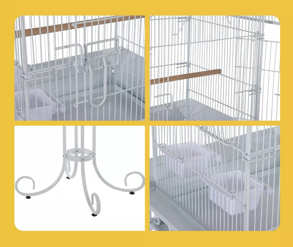 Wrought Iron Rolling Aviary Birdcage With Removable Cleaning Tray