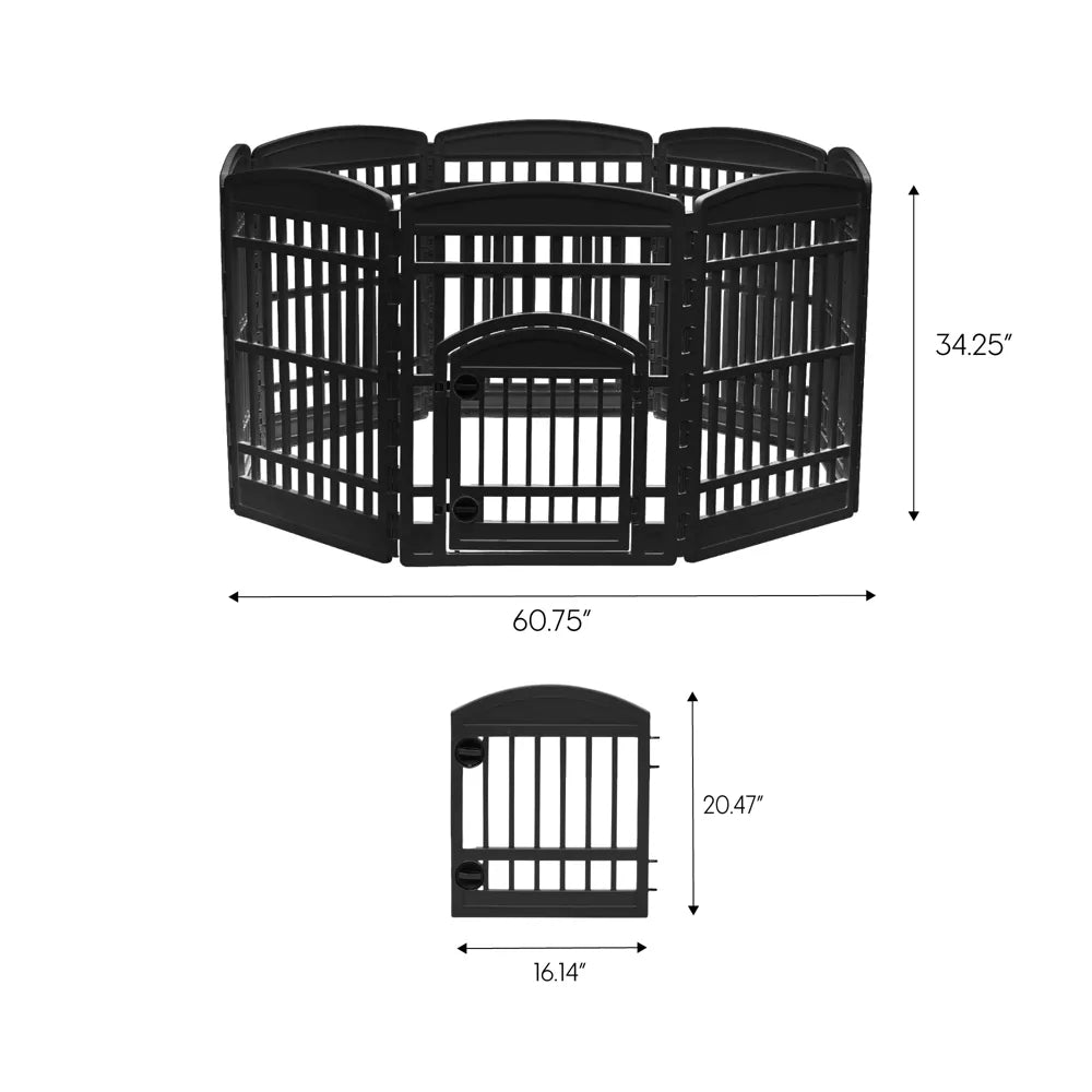 8-Panel Snap Assembly Plastic Pet Playpen With Access Door